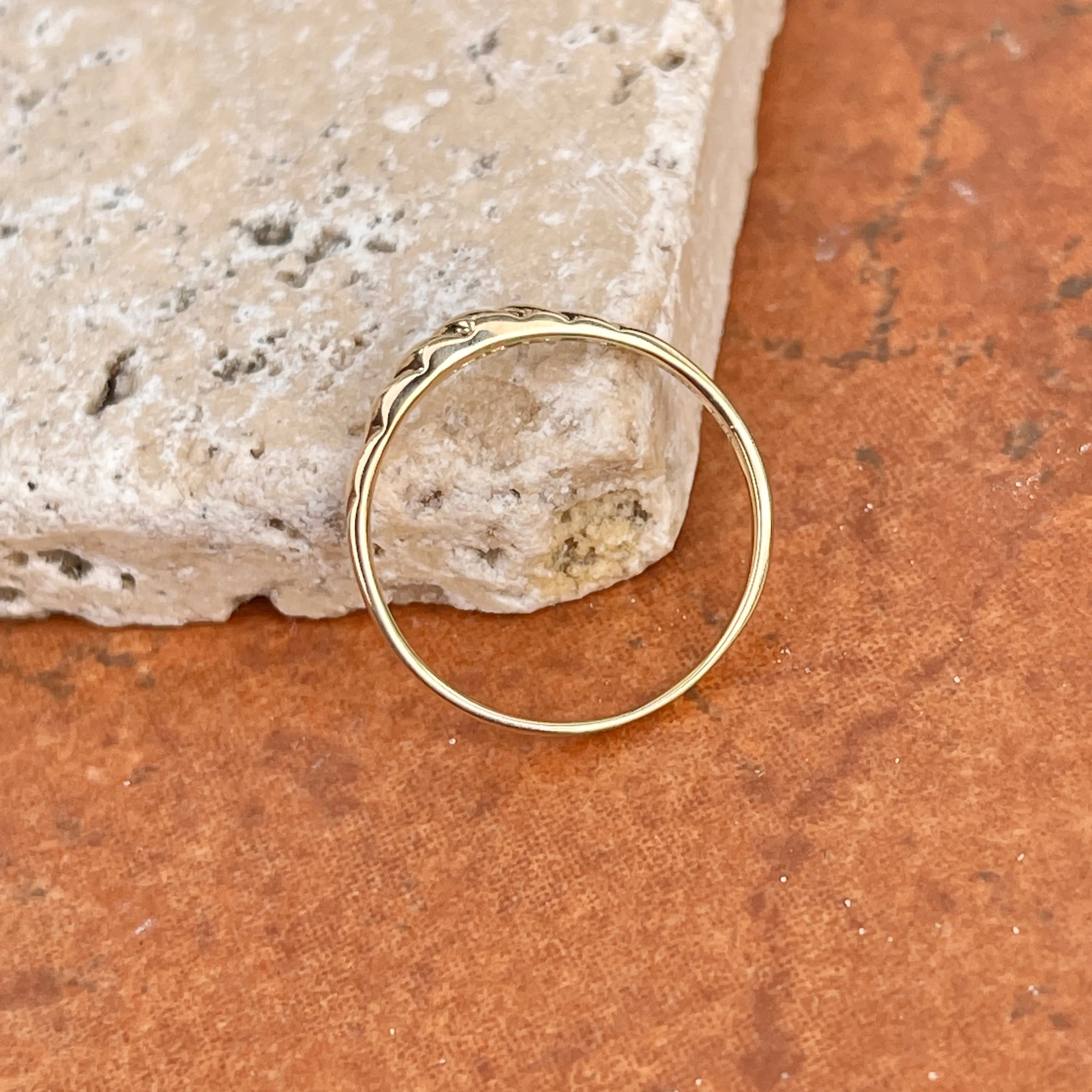 14KT Yellow Gold Thin Croissant Dome Band Ring