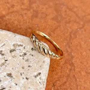 14KT Yellow Gold Thin Croissant Dome Band Ring