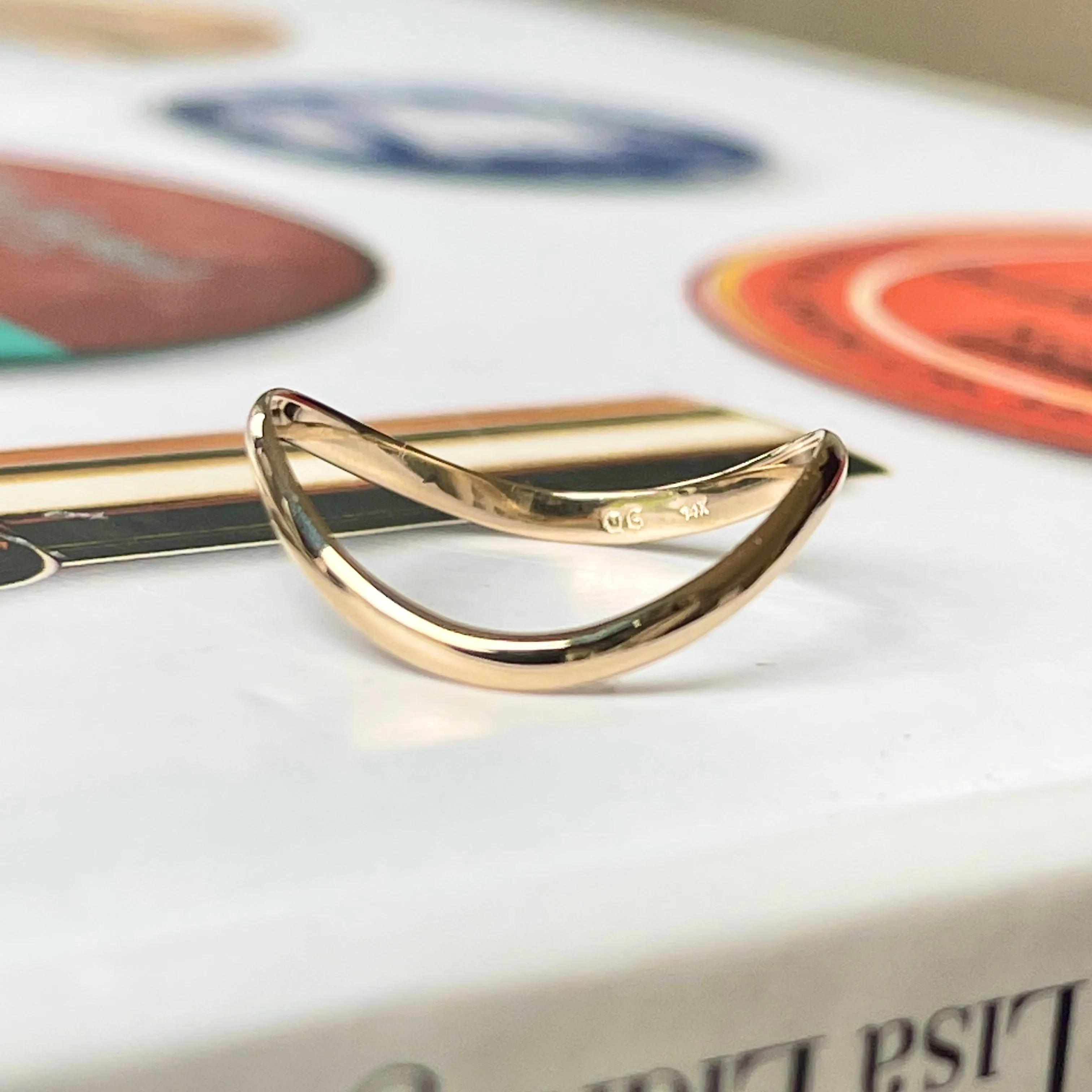 14KT Yellow Gold Wave Band Thumb Ring