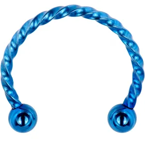 16 Gauge 1/2 Light Blue Seriously Twisted Horseshoe Circular Barbell
