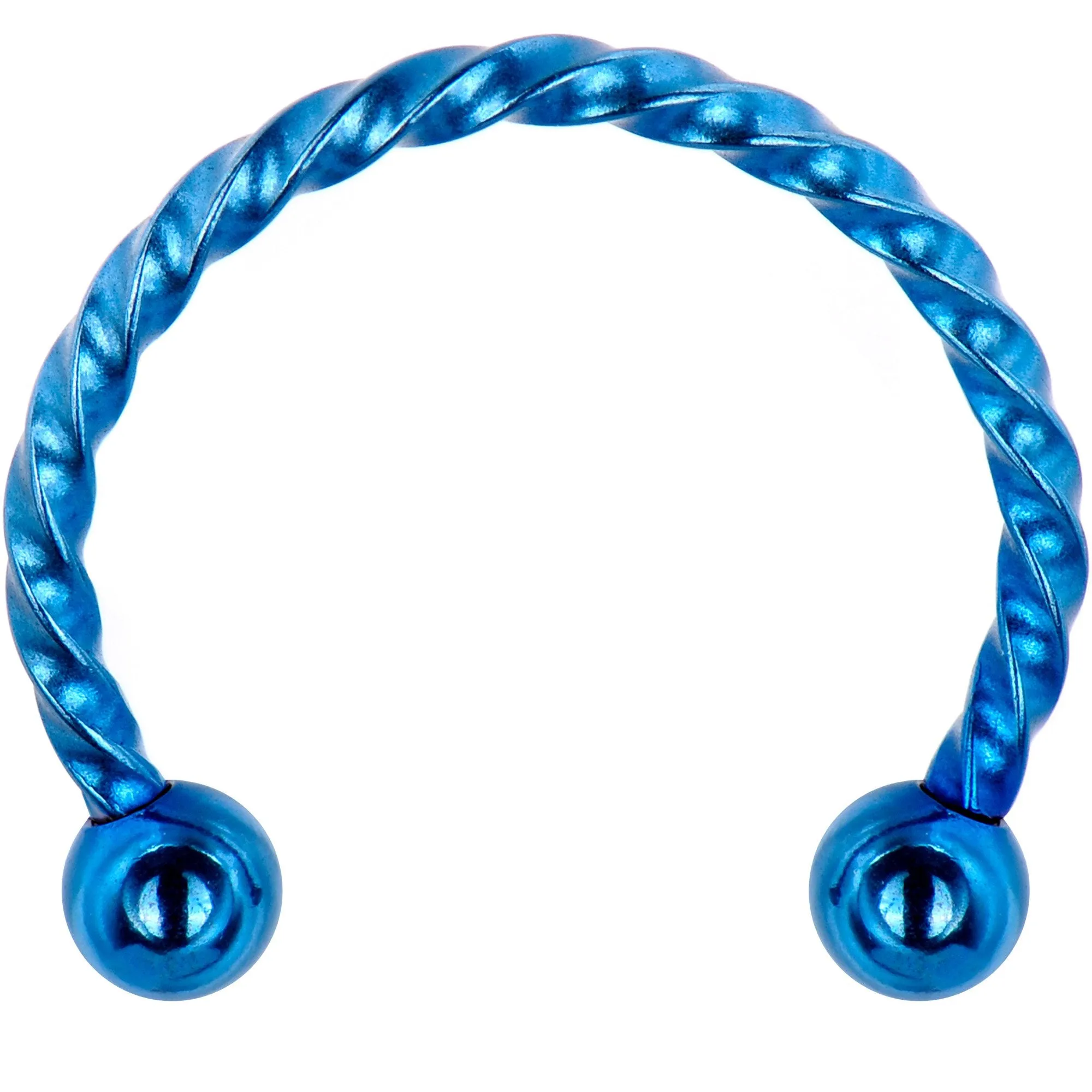 16 Gauge 1/2 Light Blue Seriously Twisted Horseshoe Circular Barbell