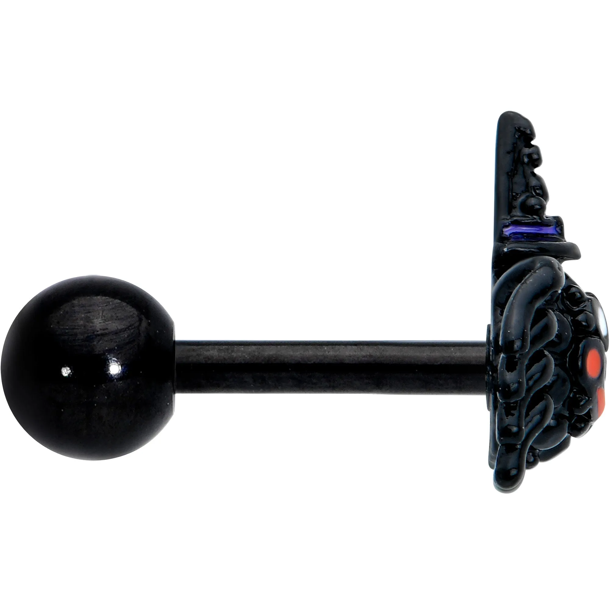 16 Gauge 1/4 Black Halloween Witchy Smiling Spider Cartilage Earring