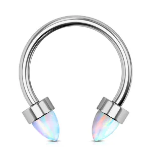 16G Titanium Internally Threaded Opal Horseshoe Septum Rings