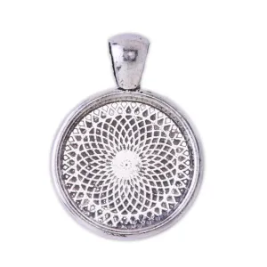 16mm  Antique Silver Round Cameo Cabochon Bezel  Base Setting Pendants Mini pendant trays 20pcs