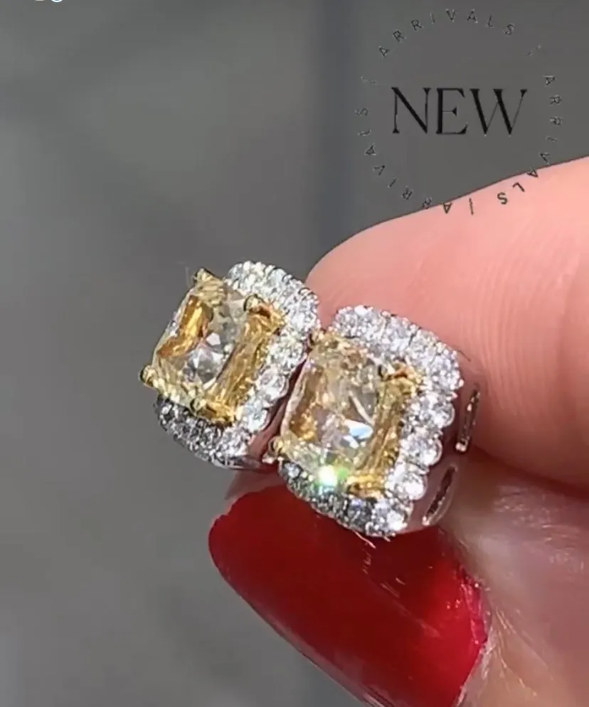 1.81ct tw Fancy Canary Yellow Diamond Stud Earrings