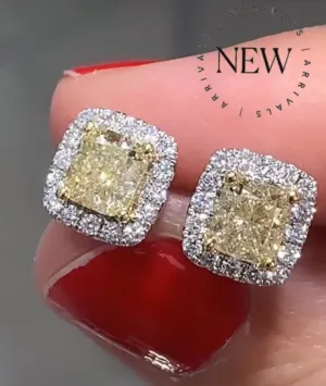 1.81ct tw Fancy Canary Yellow Diamond Stud Earrings