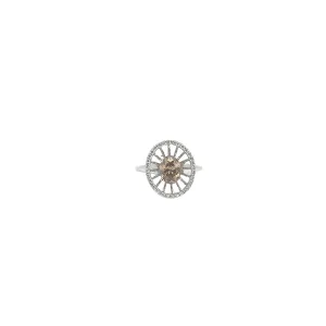 18k White Gold 1.02ct Fancy Dark Orangy Brown Oval Shaped Chocolate Diamond and Surround by .30ct F Vs2 Round Diamond Engagement Ring Certified by GIA #2173145698