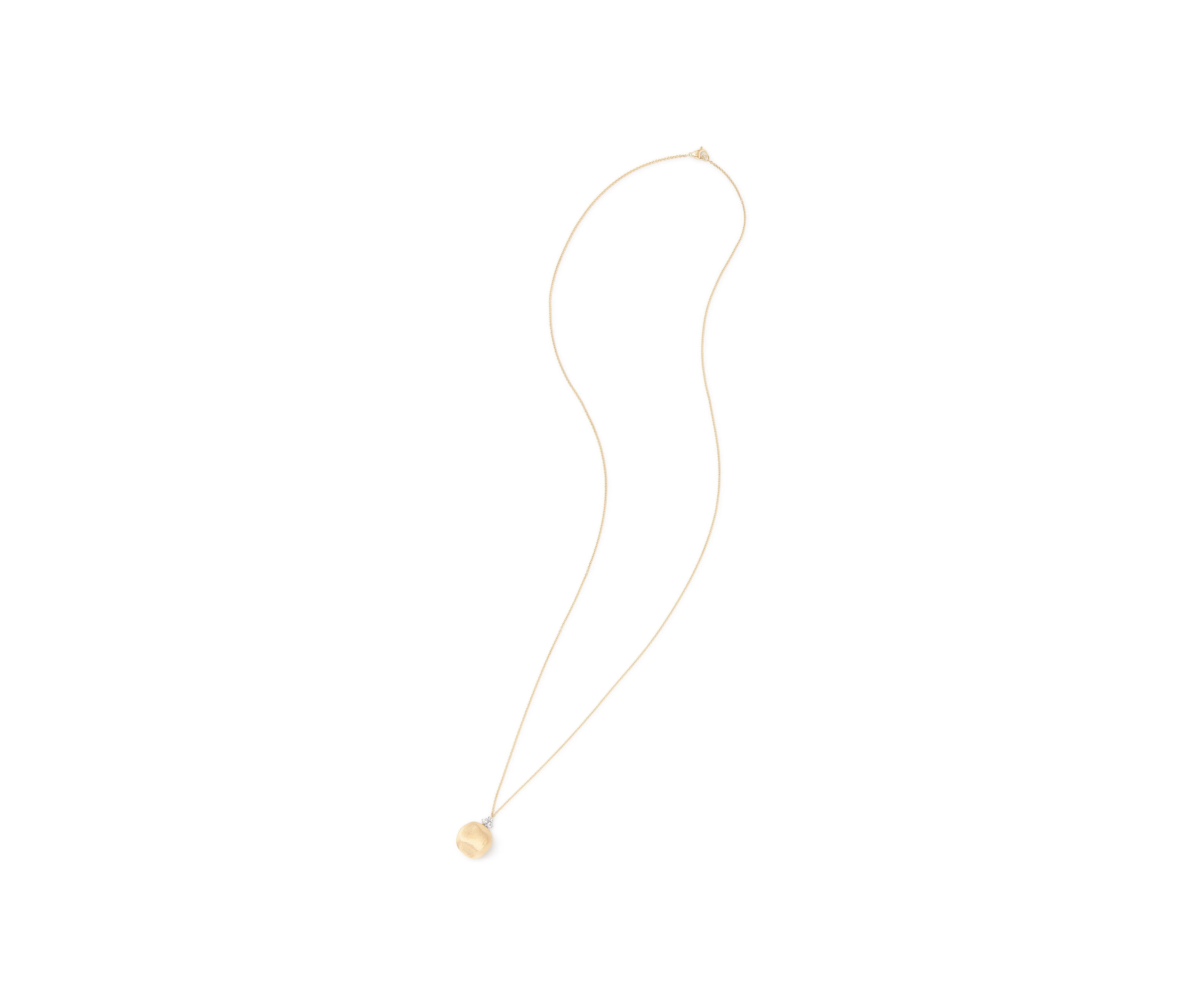 18K Yellow Gold Long Pendant Necklace With Diamond Accents
