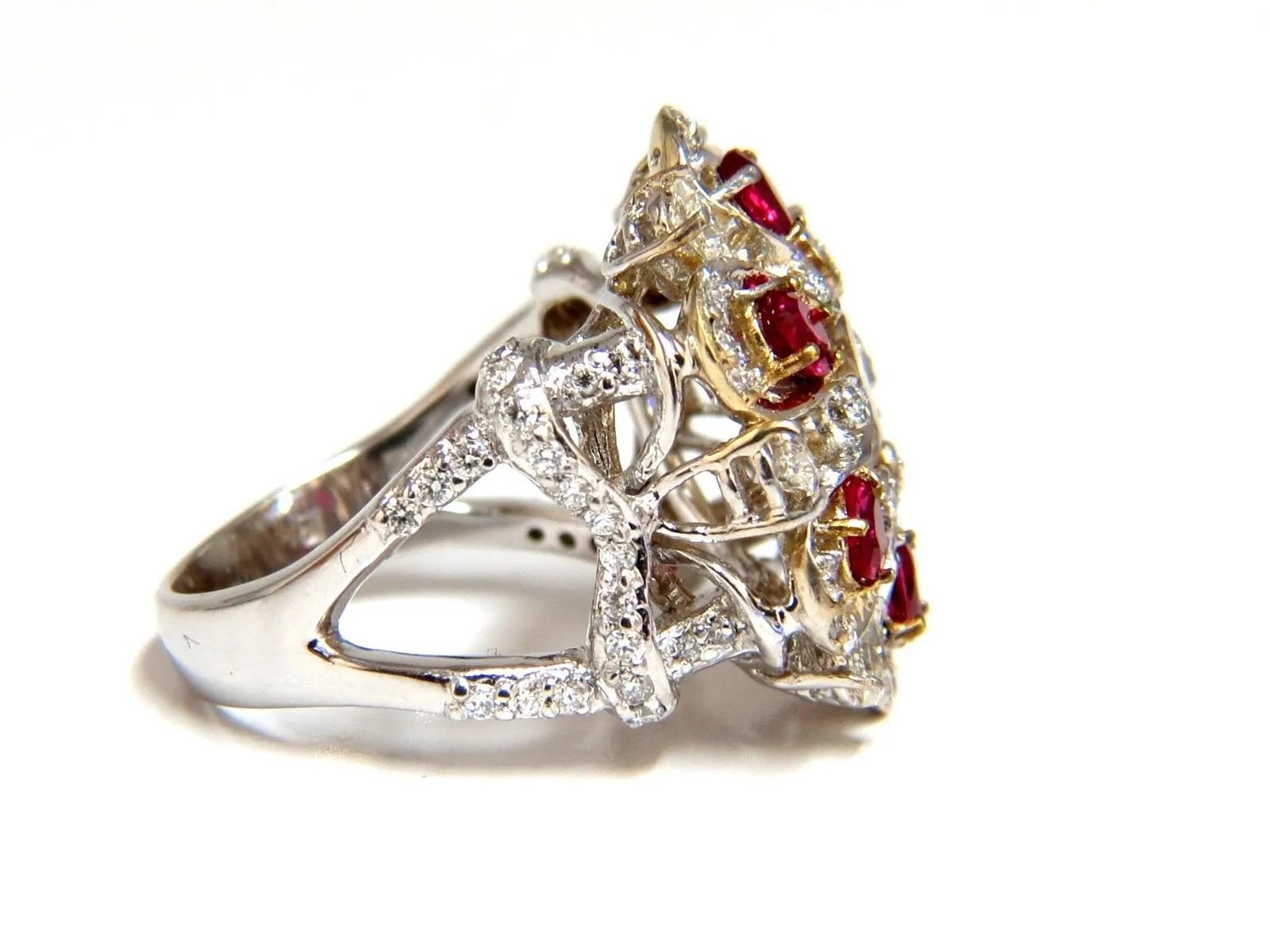 18kt Natural Fancy color Diamond Ruby Cocktail Cluster ring