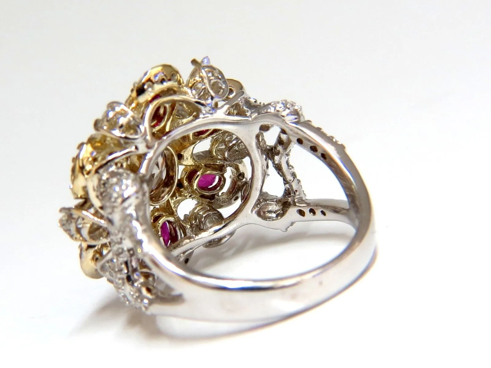 18kt Natural Fancy color Diamond Ruby Cocktail Cluster ring