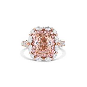 18kt Rose Gold 3.03ct Fancy Brown Pink Cushion Cut Diamond Ring