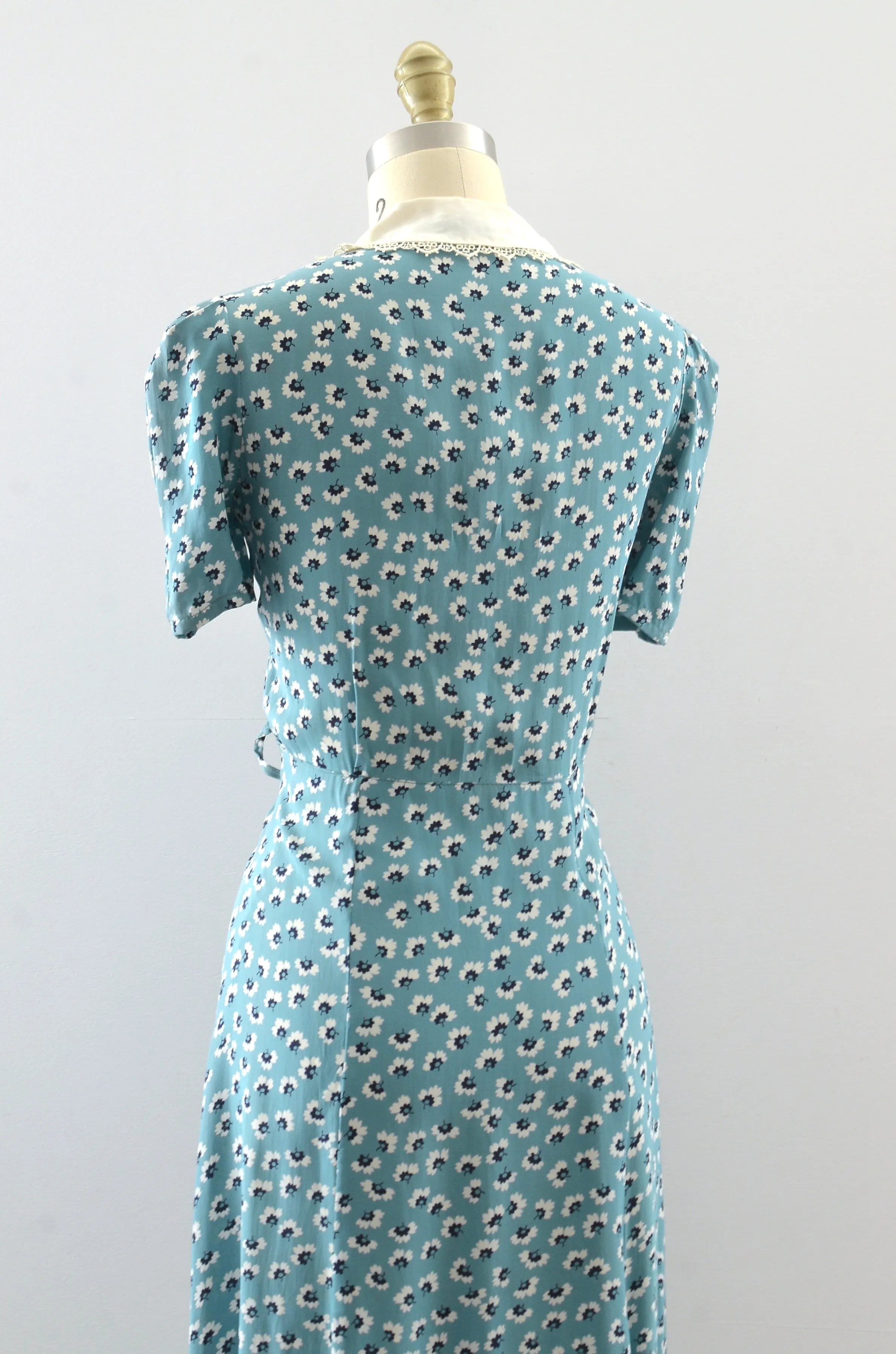 1940's Blue Floral Dress