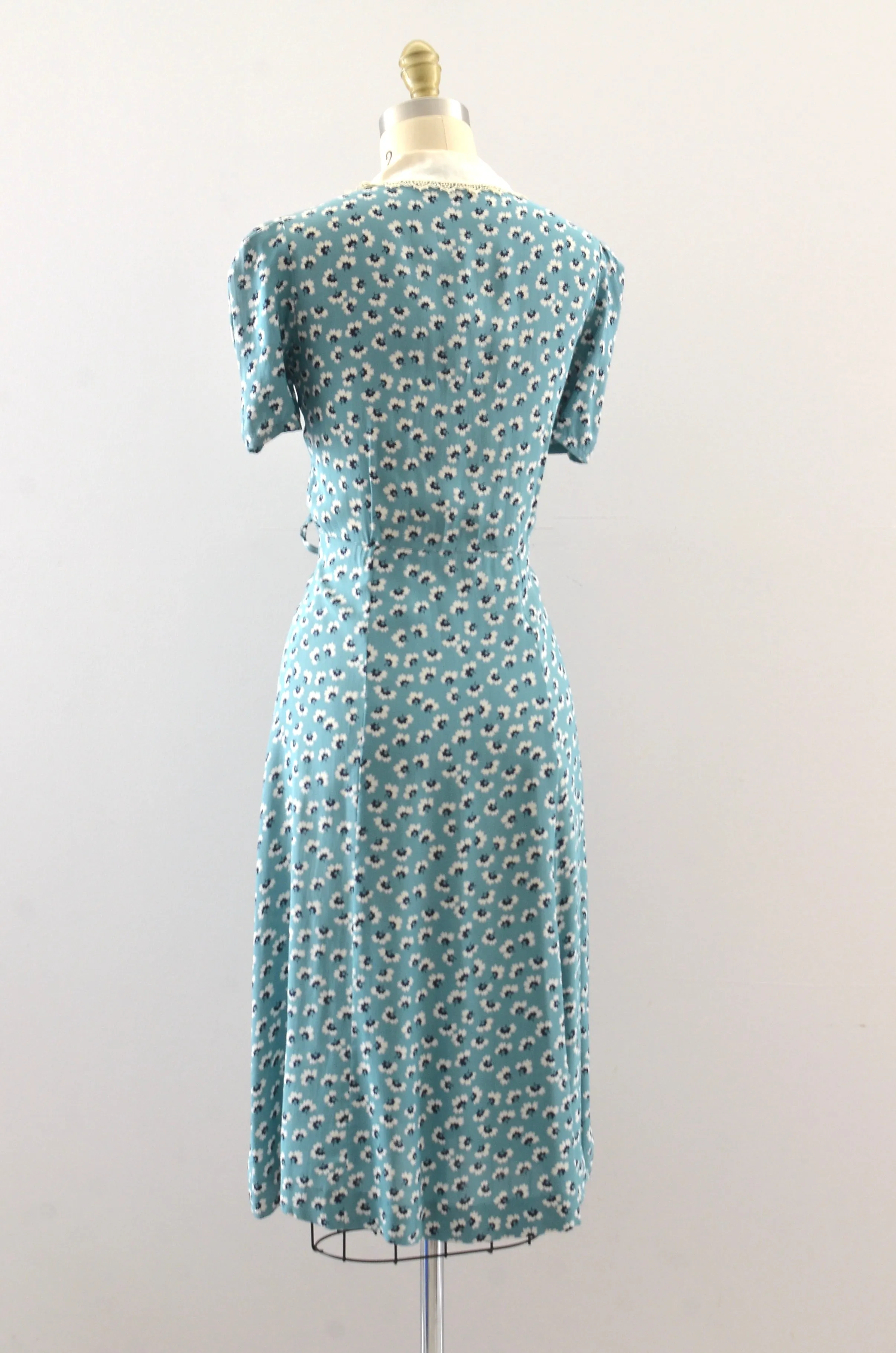 1940's Blue Floral Dress
