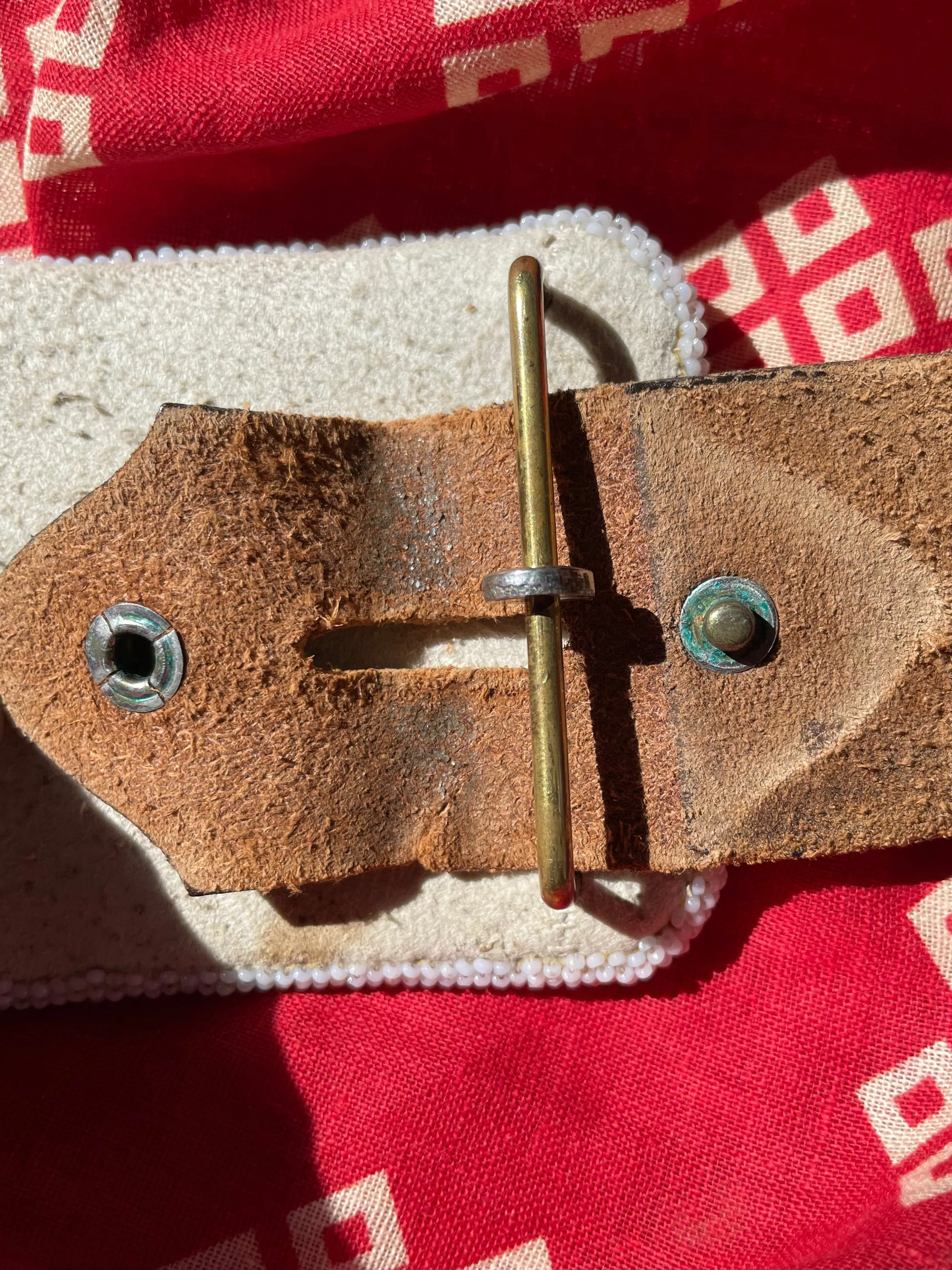 1940s Studded Rhinestone Leather Biker Belt