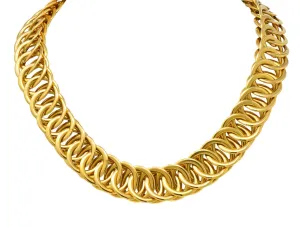 1960’s Vintage 14 Karat Yellow Fancy Gold Interlaced Chain Necklace