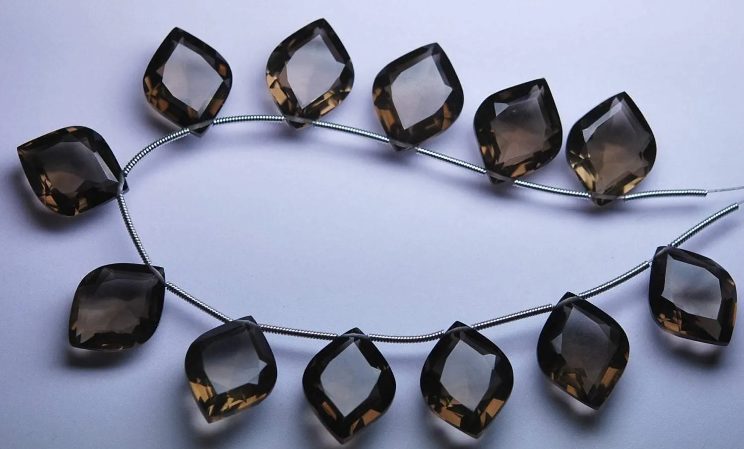 2 Matched Pair Of Finest Quality, 14X18mm Size,Smoky Quartz Faceted Fancy Shaped Briolettes