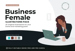 20 Unique Business Female Illustrations Fully Editable in Canva