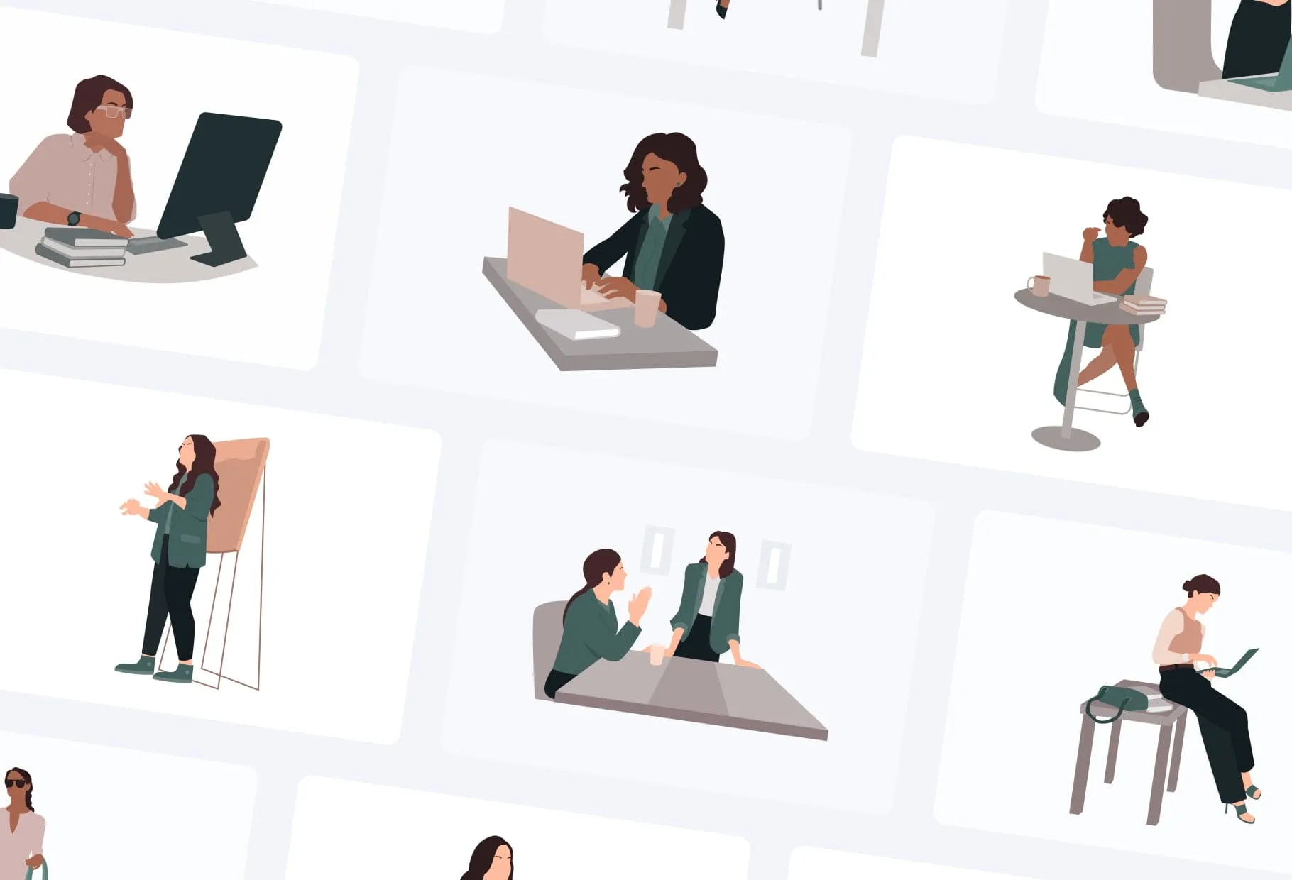 20 Unique Business Female Illustrations Fully Editable in Canva