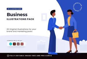 20 Unique Business Illustrations Fully Editable in Canva