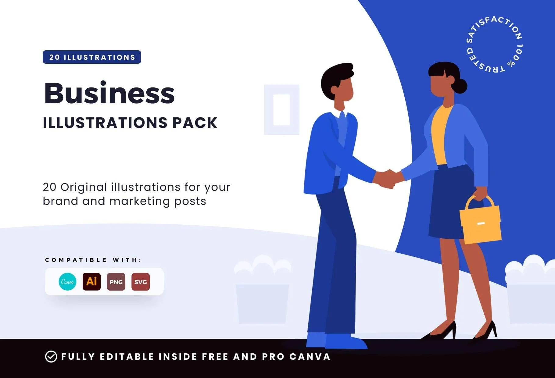 20 Unique Business Illustrations Fully Editable in Canva