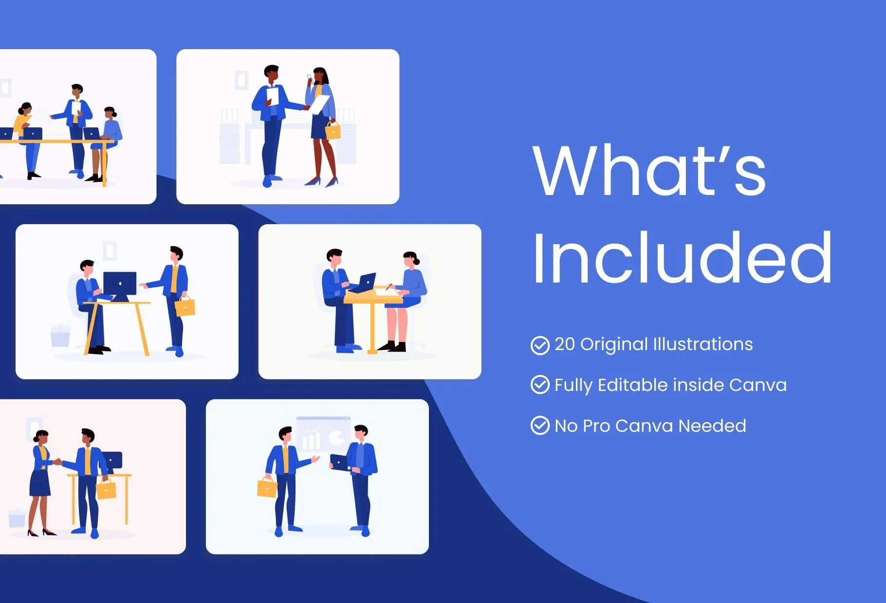 20 Unique Business Illustrations Fully Editable in Canva