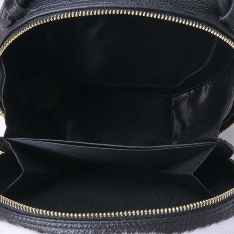2022 New Arrivals Women's Real Mink Fur Handbags Cute Plush Cowhide Round Bag Chain Crossbody Bag Female Shoulder Bag 8823