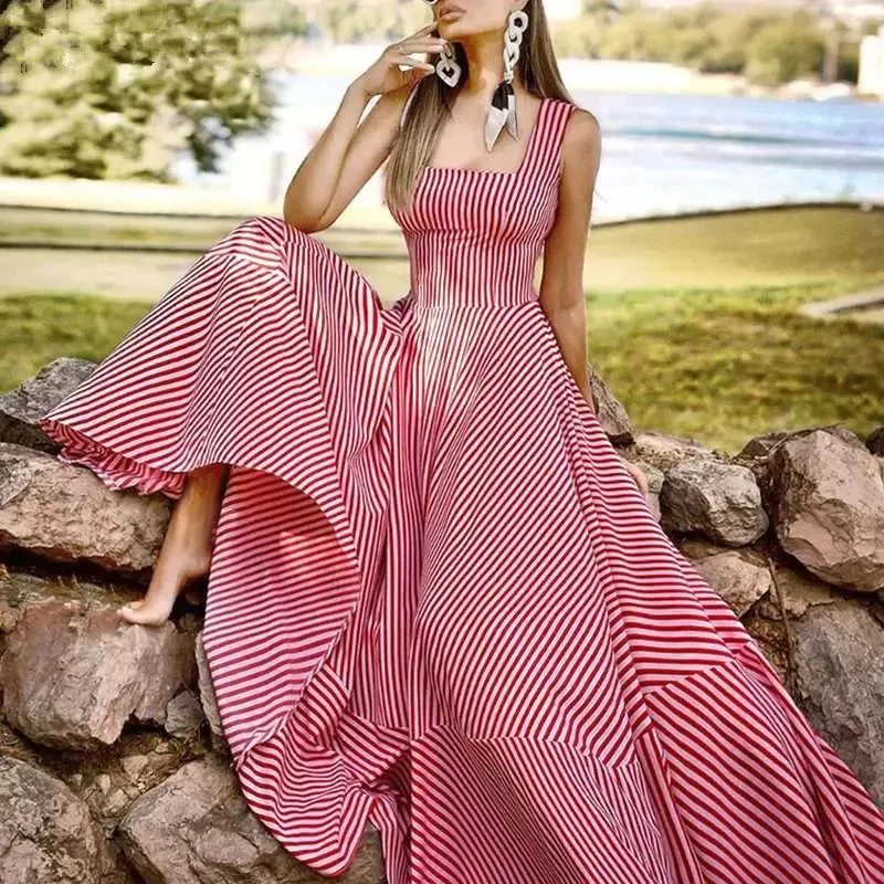 2022 Summer Women's Striped Sleeveless Dress