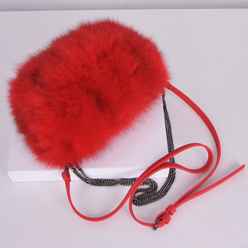 2022 Women's Luxury Fox Fur Handbags Female Soft Warm Fur Shoulder Bag Fluffy Crossbody Bags 8807