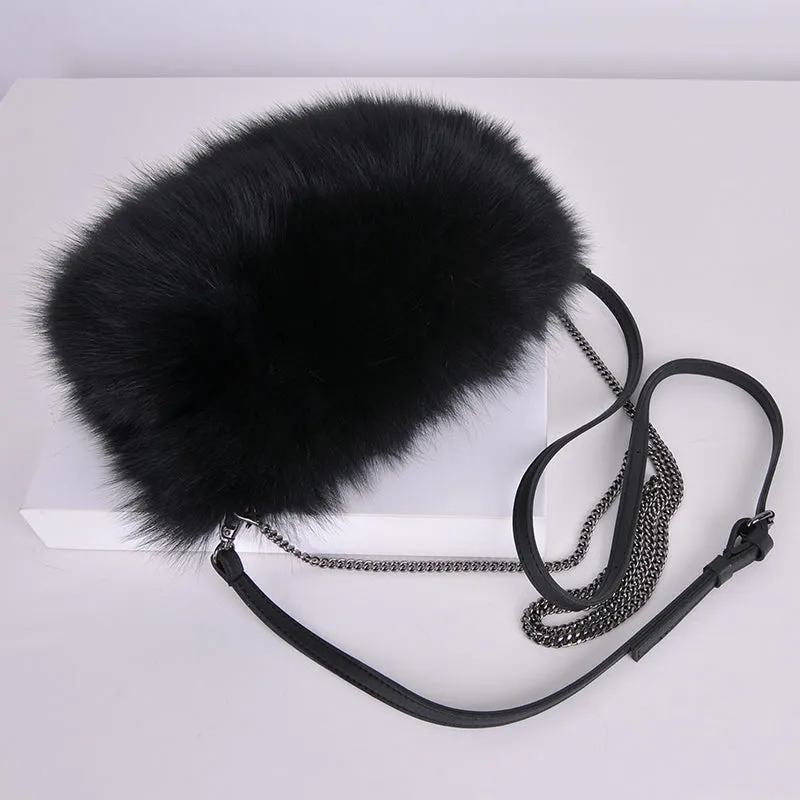 2022 Women's Luxury Fox Fur Handbags Female Soft Warm Fur Shoulder Bag Fluffy Crossbody Bags 8807
