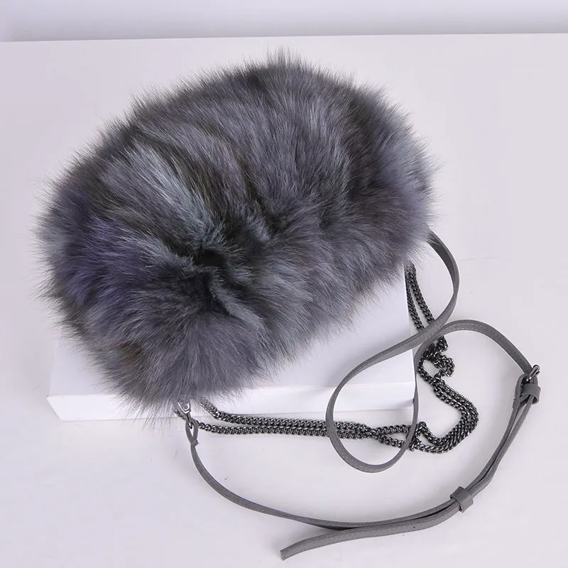 2022 Women's Luxury Fox Fur Handbags Female Soft Warm Fur Shoulder Bag Fluffy Crossbody Bags 8807
