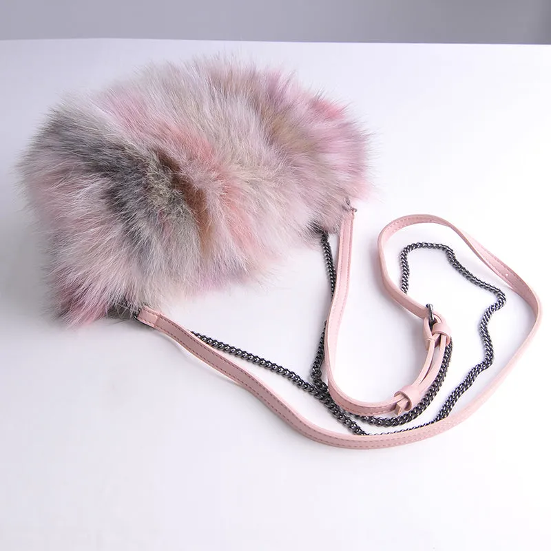 2022 Women's Luxury Fox Fur Handbags Female Soft Warm Fur Shoulder Bag Fluffy Crossbody Bags 8807