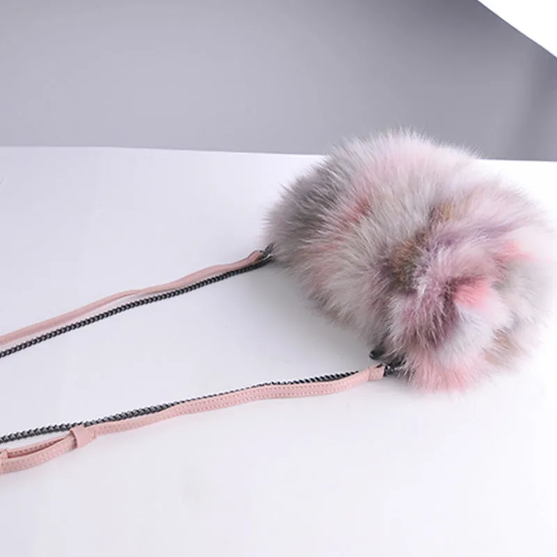 2022 Women's Luxury Fox Fur Handbags Female Soft Warm Fur Shoulder Bag Fluffy Crossbody Bags 8807