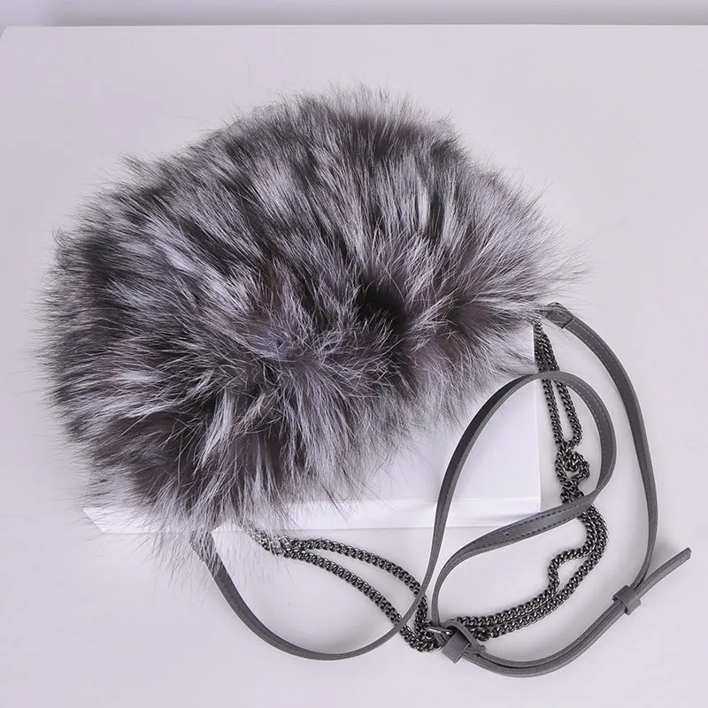 2022 Women's Luxury Fox Fur Handbags Female Soft Warm Fur Shoulder Bag Fluffy Crossbody Bags 8807