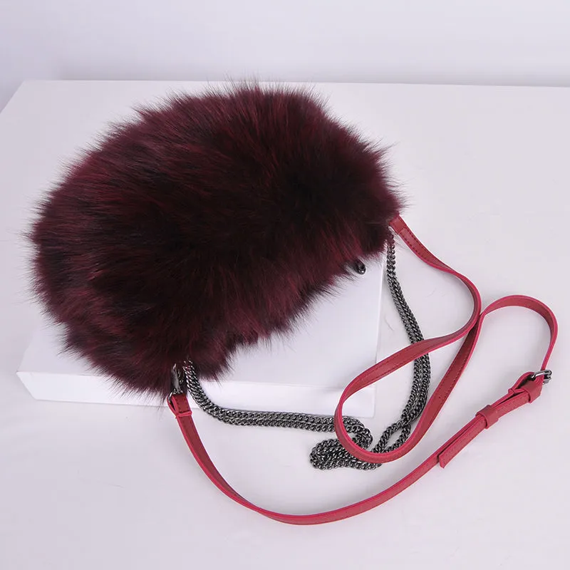 2022 Women's Luxury Fox Fur Handbags Female Soft Warm Fur Shoulder Bag Fluffy Crossbody Bags 8807