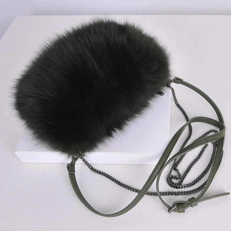 2022 Women's Luxury Fox Fur Handbags Female Soft Warm Fur Shoulder Bag Fluffy Crossbody Bags 8807