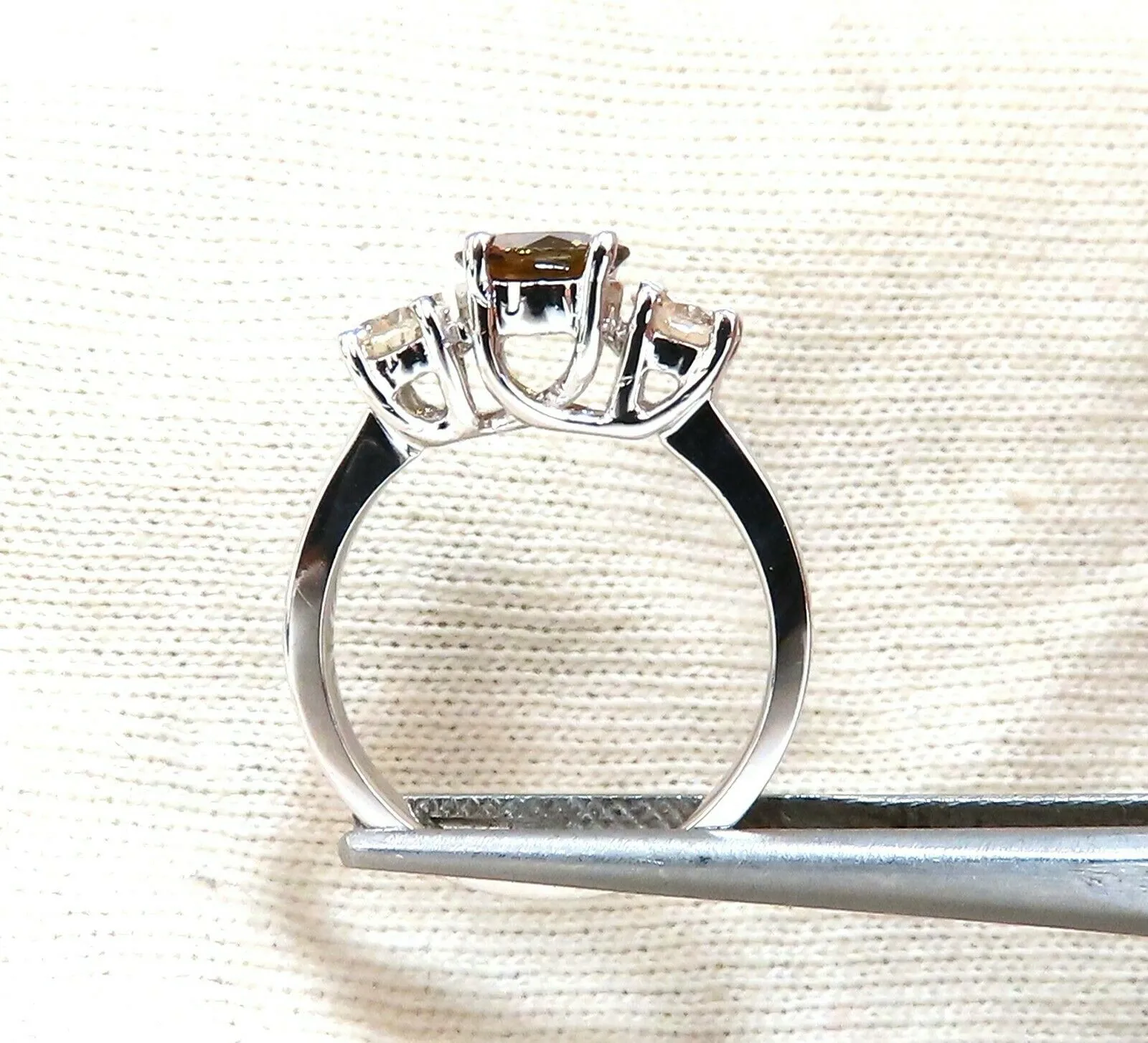 2.30ct Natural Fancy Color Sapphire Diamonds Ring 14 Karat Classic Three