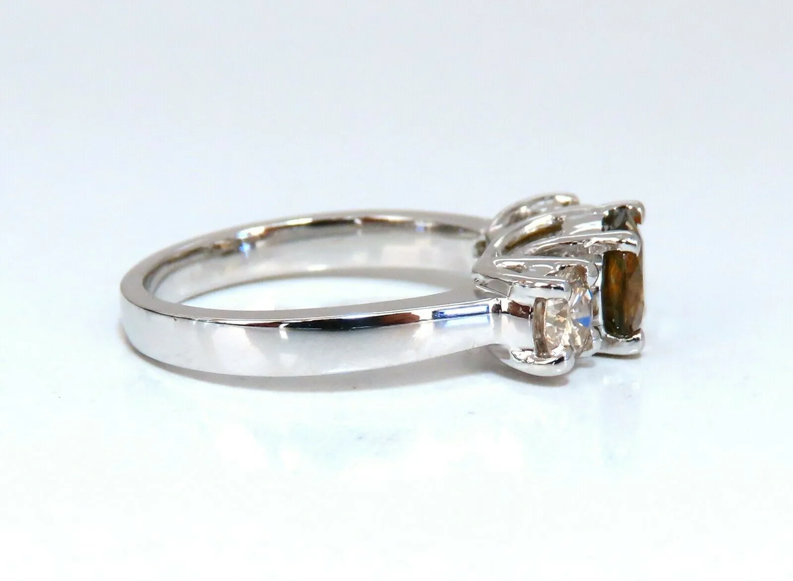 2.30ct Natural Fancy Color Sapphire Diamonds Ring 14 Karat Classic Three