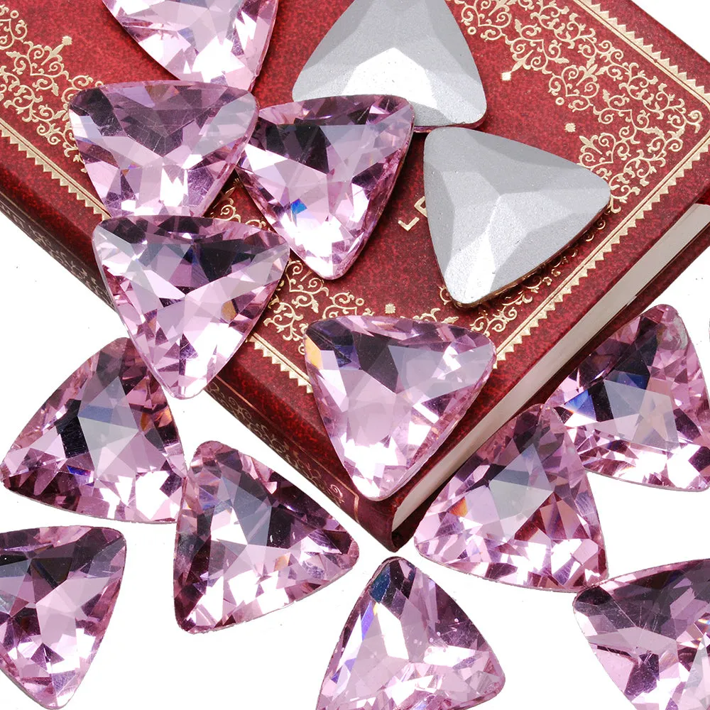23mm Triangle bottom tip Crystal Fancy Stone,Cushion Cut Gem,4727,Pink Crystal Faceted Stone,10pcs/lot