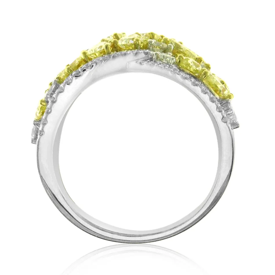 2.80ct tw Canary Fancy Yellow & White Cocktail Diamond Ring