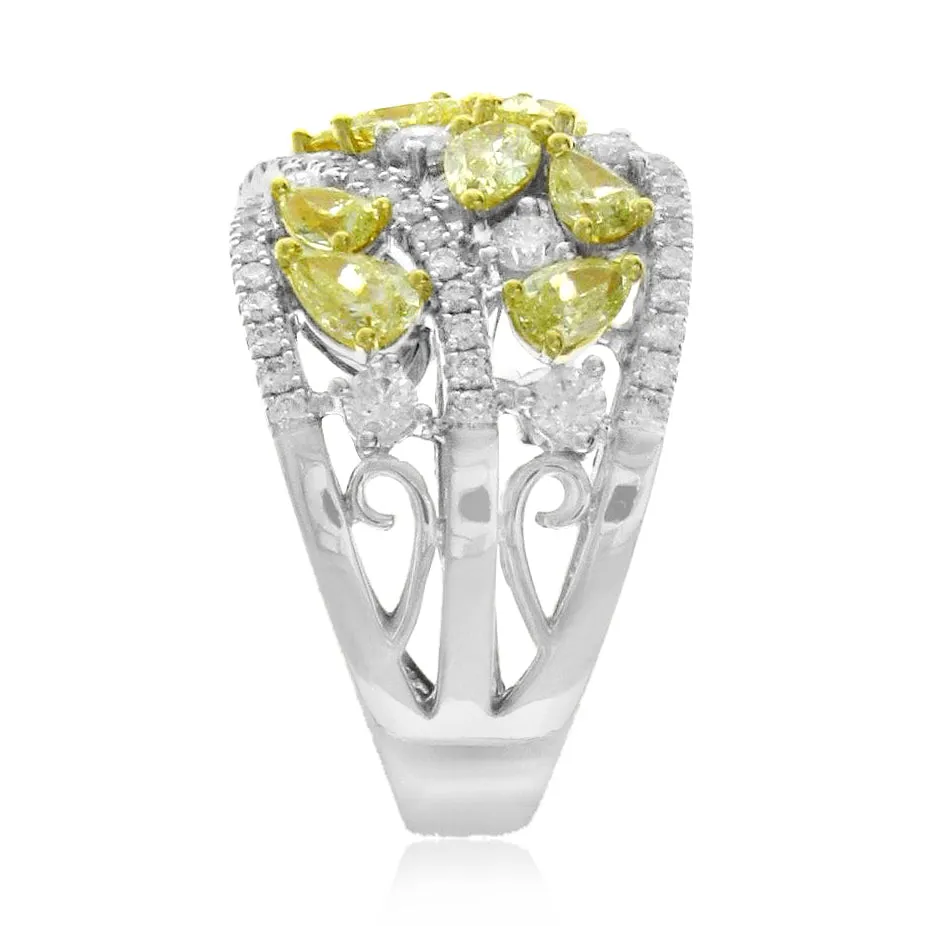 2.80ct tw Canary Fancy Yellow & White Cocktail Diamond Ring