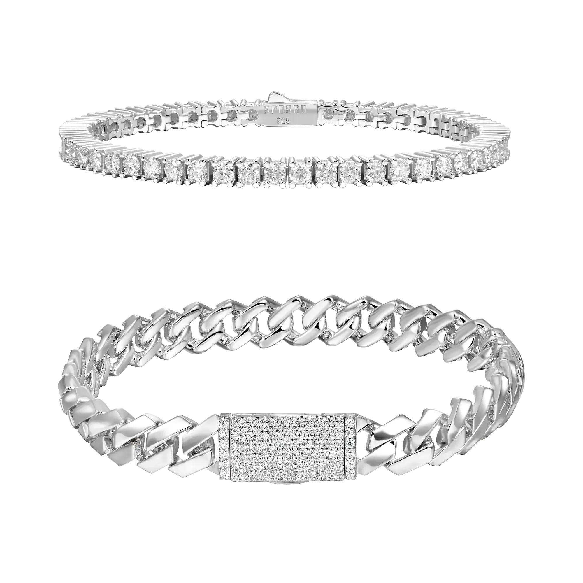 3mm Tennis Bracelet   8mm Plain Gold Prong Bracelet Gift Set