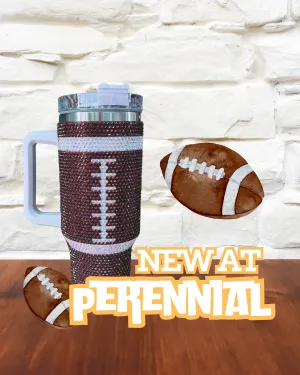 40oz Stainless Rhinestone Studded Football Tumbler
