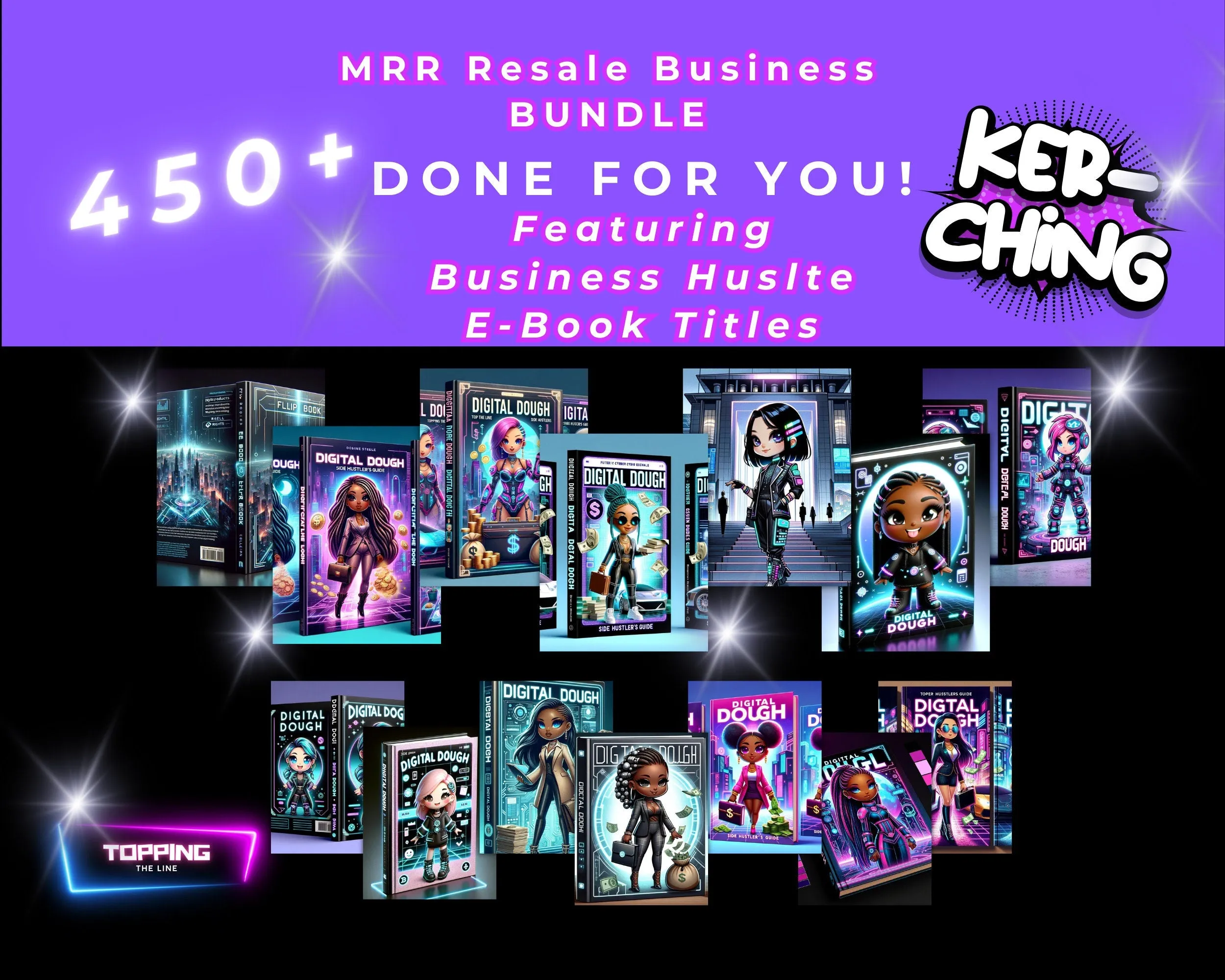 450 PLR E-Book Resell Rights, MRR, White Label Business Topics E-Book; Digital Product Business Starter Pack; Bonuses Report and Minisite