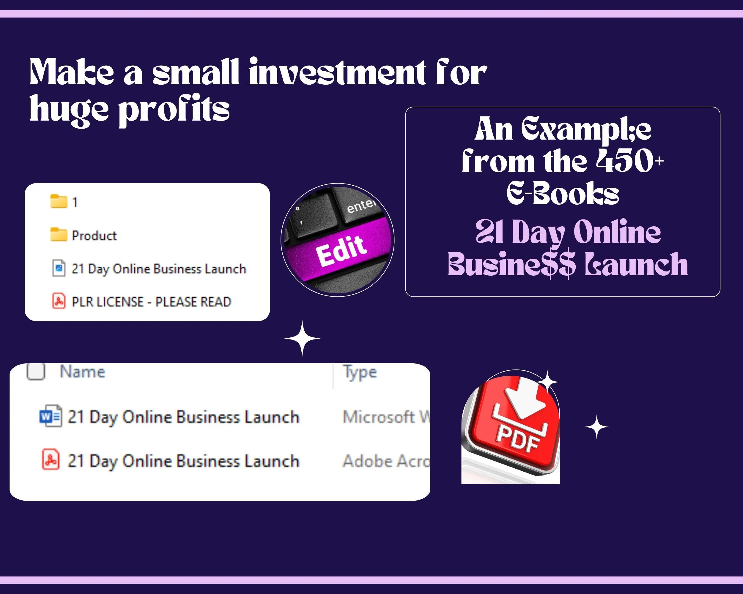 450 PLR E-Book Resell Rights, MRR, White Label Business Topics E-Book; Digital Product Business Starter Pack; Bonuses Report and Minisite