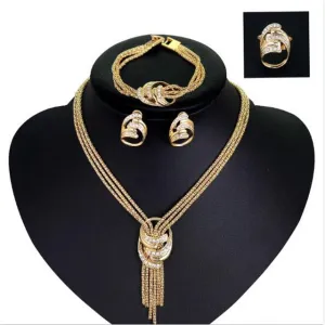 4pc Twist Choker Necklace Bracelet Earrings and Ring
