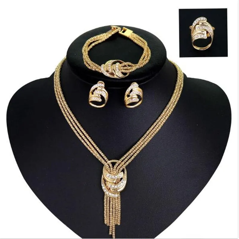 4pc Twist Choker Necklace Bracelet Earrings and Ring