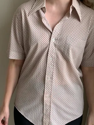 70s brown grid button down
