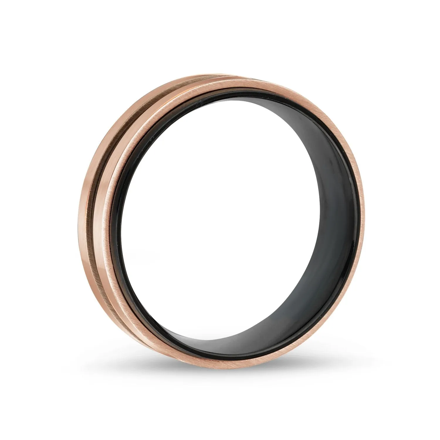 7mm Rose Gold & Black Band