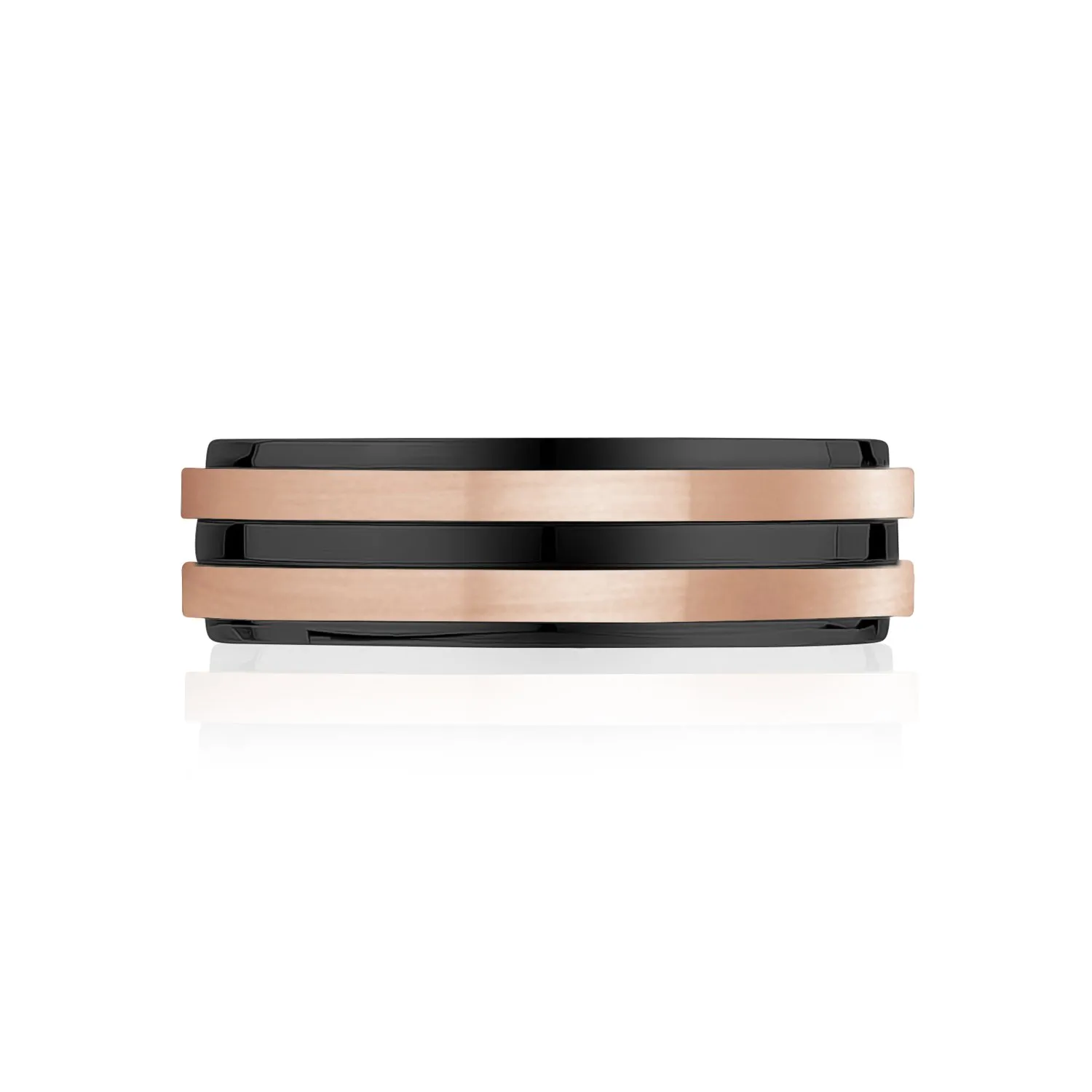 7mm Rose Gold & Black Band