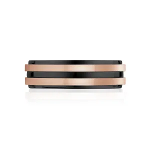 7mm Rose Gold & Black Band